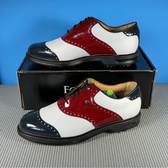 FootJoy DryJoys Premiere Series Wilcox Oxford Golf Shoes NEW Men red/white/navy - Picture 5 of 5